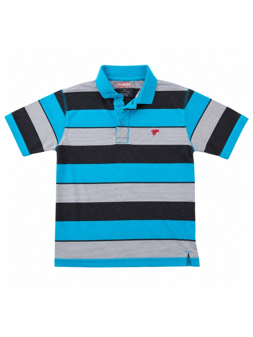 Wrangler | Boys Striped Polo Shirt Blue Gray Short Sleeve